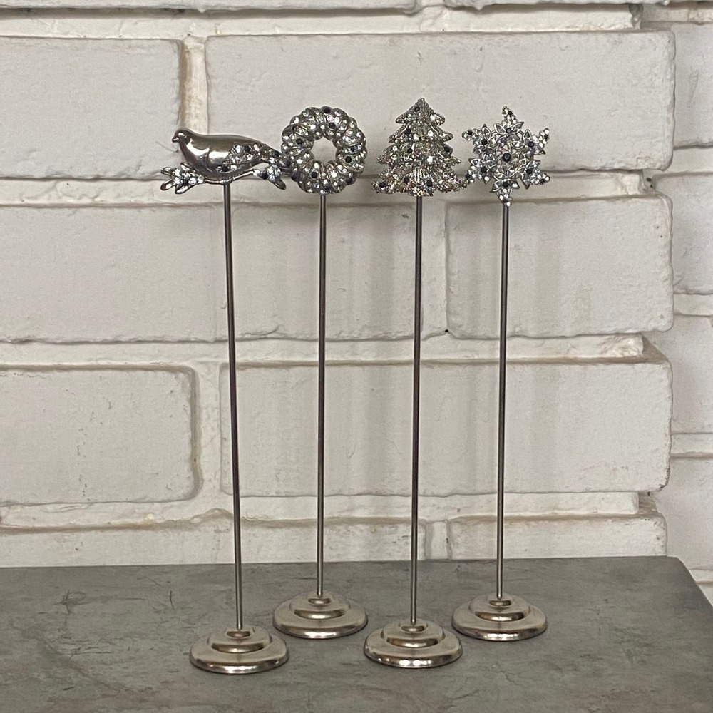 Pottery Barn Jeweled Christmas Place Card Holders Set of 4 Holiday‎ Decor